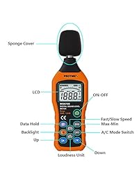 protmex PT02 LCD Digital Medidor de nivel Monitor de ruido dB Meter Medición de 30 dB a 130 dB de sonido Decibel Logger Tester de Audio (MS6708)