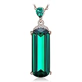 JewelryPalace 4.4ct Fancy Cut Simulated Green Nano Emerald Pendant Necklace for Women, 925 Sterling Silver White Yellow Rose Gold Plated Necklace, Fashion Gemstone Gift for Girl 18 Inches Chain