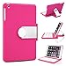 Luxmo Aluminum 360 Swivel Rotating Stand Case Cover Built-in Bluetooth Keyboard for Ipad Mini & iPad Mini with Retina Display Hot Pink