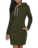 Celmia Women Long Sleeve Slim Hooded Pullover Zipper Tunic Sweatshirt Dress Hoodie With Pockets