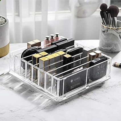 Glamfort Acrylic Makeup Organizer Tray Makeup Holder Organizer Makeup Drawer Organizer For Vanity Countertop Makeup Tray With Removable Dividers Amazon Co Uk Kitchen Home