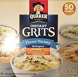Quaker Oats Instant Grits Flavor Variety 50 Packet (16 Original, 24 Butter, 10 Cheddar Cheese)