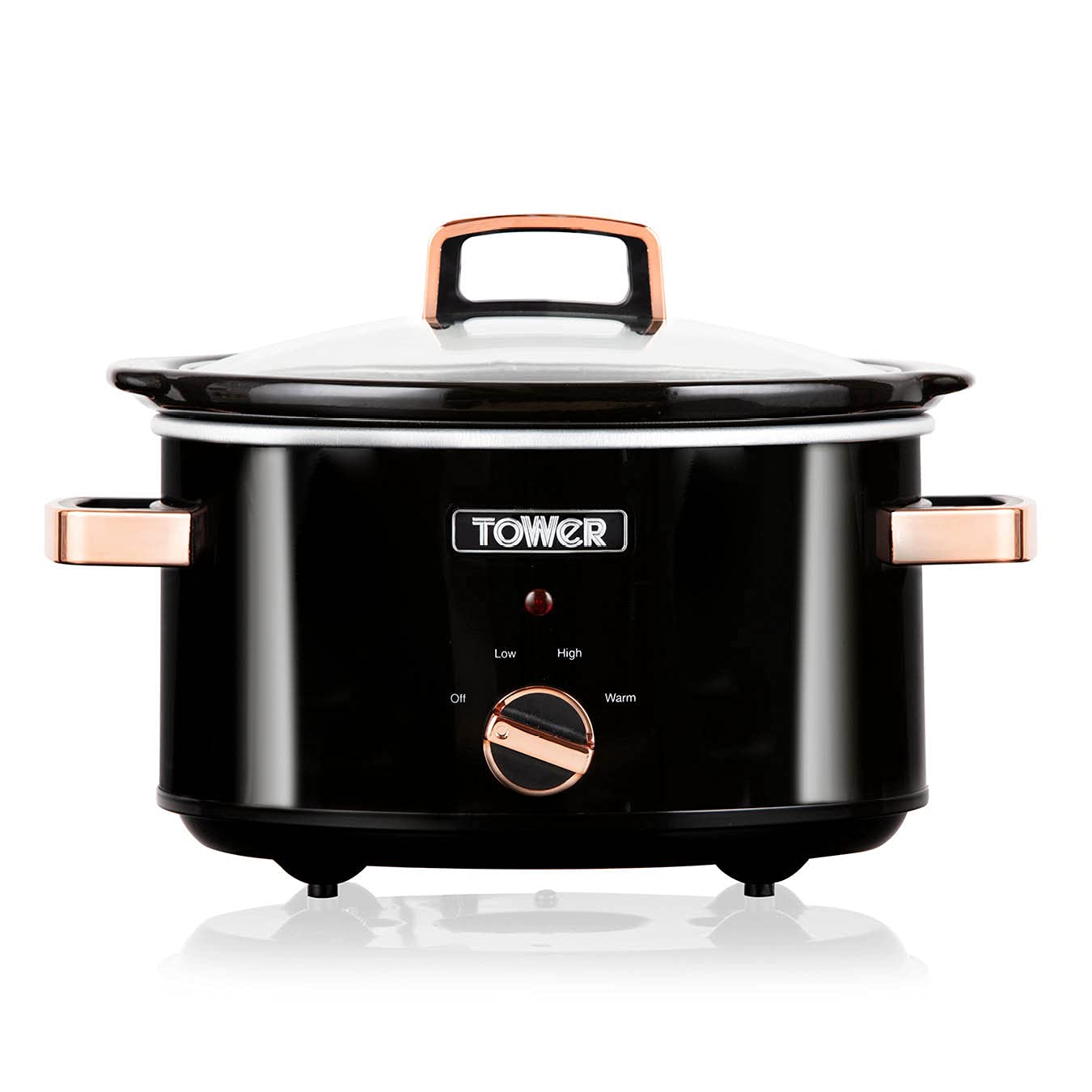 Tower 3.5 Litre Slow Cooker with Tempered Glass Lid and Keep Warm Function, 210W, Rose Gold, T16018RGG