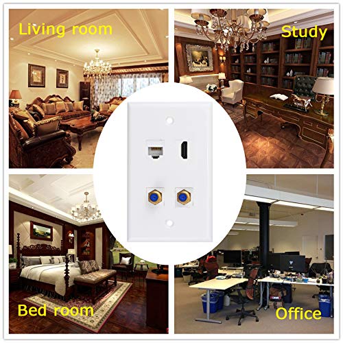 HDMI Coax Wall Plate, 1 Port HDMI Keystone Female to Female, 2