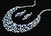 Hamer bridal Link Costume jewelry Crystal Choker Pendant Bib Statement Chain Charm Necklace and Earrings Sets (Blue)
