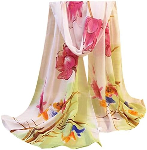 Women Scarf Shawl, Misaky Women Design Printed Silk Soft Silk Chiffon Shawl Wrap Wraps