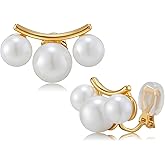 Pearl Clip on Earrings for Women Clip on Pearl Earrings Ear Clips for Non Pierced Ears for Designer Trendy Luxury Elegant Hypoallergenic Jewery