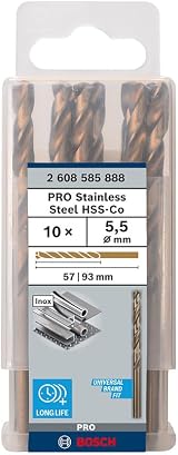 Bosch 10x PRO HSS-Co Twist Drill Bit 5.5 mm DIN338 Stainless Steel view 3