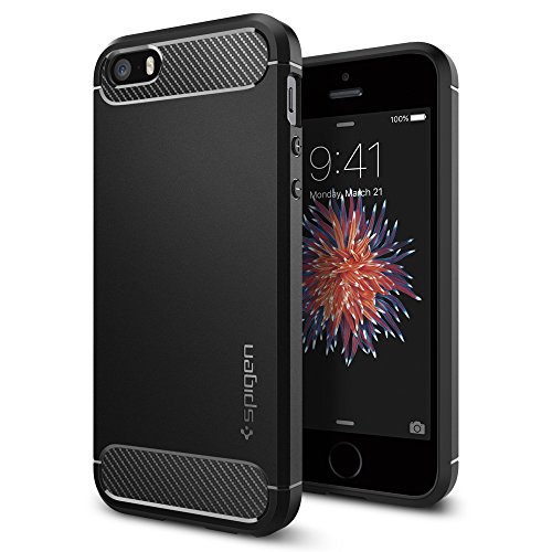 Spigen Funda Rugged Armor, Compatible con iPhone SE(2016)/5S/5 - Transparente