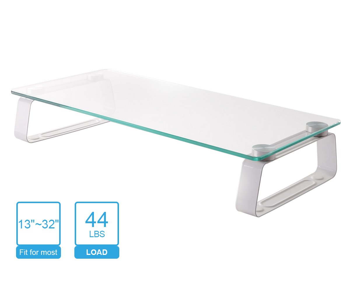 New Glass TV Stand Computer Monitor Riser (05433AA) for 13'' to 32