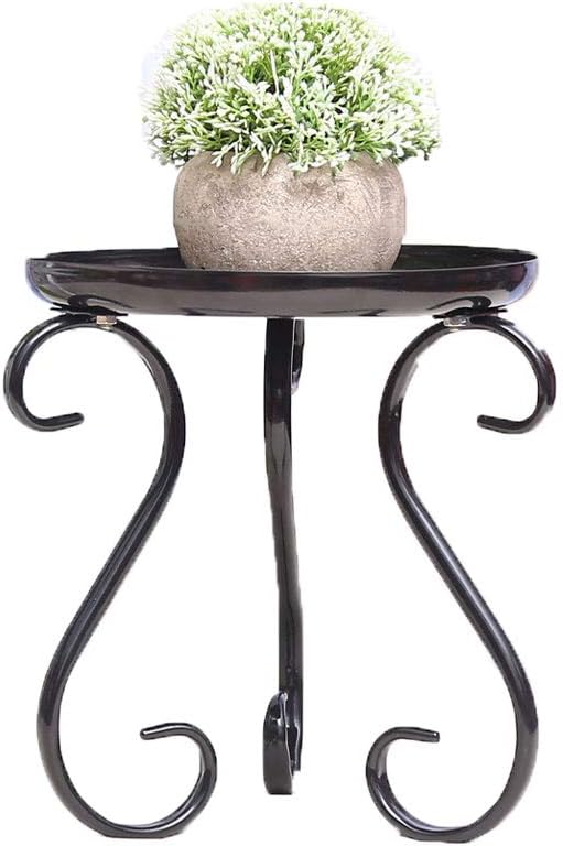 GFDEA Plant Stand Triangle Short Flower Shelf Small Single Layer Floor-Standing Iron Art Living Room Green Radish Stool Single Put Flower Pot (Color : Black)