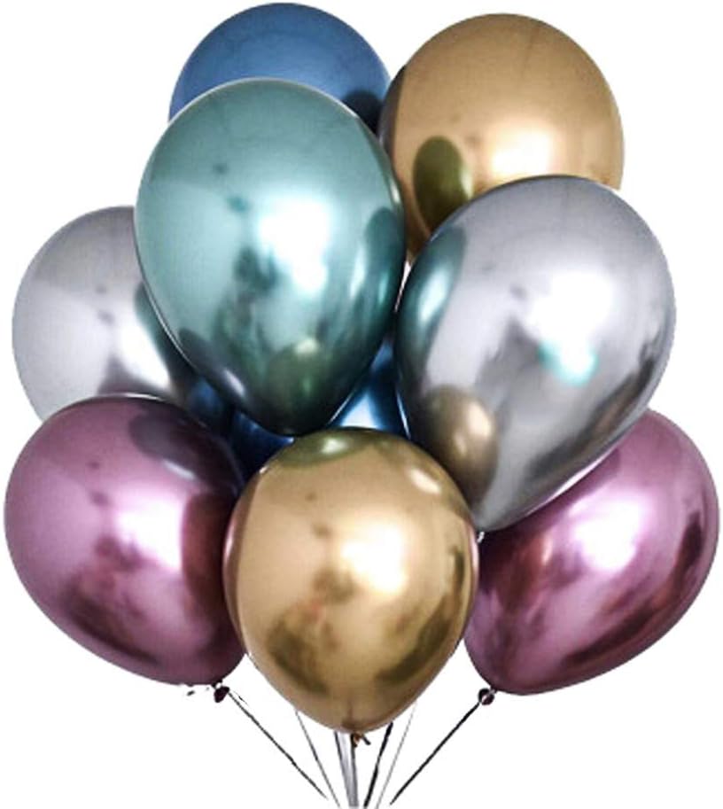 50PCS 12in Chrome Balloons Gold Metallic Balloons Purple Blue Metallic Balloons Shiny Balloons for Party Birthday Wedding Decorations Baby Shower Christmas Decorations - Multicolour Balloons (50PCS)