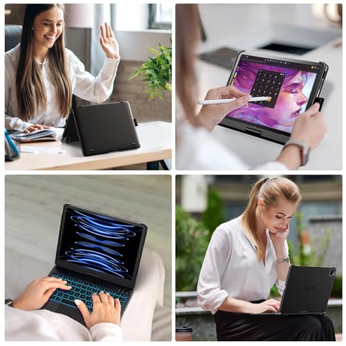 typecase Touch Keyboard Case for iPad Air 11"(M4/M3/M2, 2026/2025/2024) & Pro 11“, Air 5&4 - Multi-Touch Trackpad, 360° Rotatable, 11 Color Backlight, Thin & Light, Black