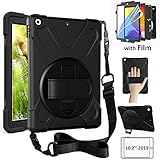 ZenRich New iPad 10.2 2019 Case, iPad 7th Generation Case with Screen Protector, 360 Rotatable Kickstand, Hand Strap and Shoulder Strap, Shockproof Case for iPad 10.2 inch Tablet A2197/A2198/A2200