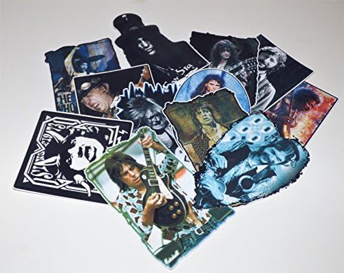 GREATEST GUITARISTS OF ALL TIME Die Cut Vinyl Stickers Decals SET OF 12 Laptop Skateboard iPad Car Refrig Notebook