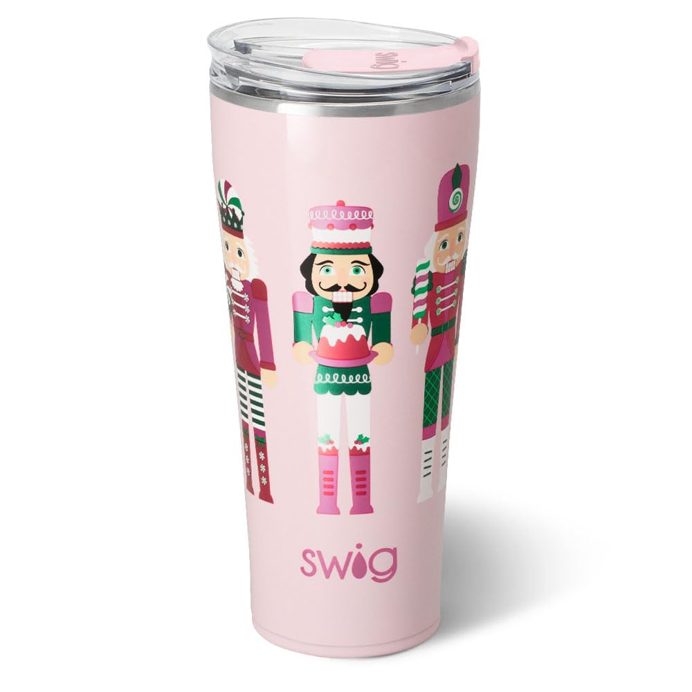 Photo 1 of Swig Life 32oz Insulated Tumbler, Travel Coffee Tumbler with Lid, Cup Holder Friendly Travel Coffee Mug, Stainless Steel Nutcracker Insulated Mug with Lid (Sugar Plum Soldiers)