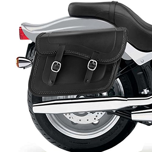 Nomad USA Leather Slanted Motorcycle Saddlebags w/Quick Release Buckles (Braided) - Thumbnail 2