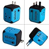Adaptador Enchufe de Viaje Universal Enchufe Adaptador Internacional con Dos Puertos USB para US EU UK AU acerca de 150 Países y Seguridad de Fusibles para Tableta PC,Smartphones Cámaras Digitales, Reproductores de MP3 para Navidad - Milool (Azul)