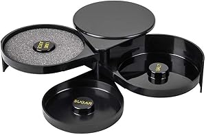 3-Tier Bar Glass Rimmer Bartender Tool with Sponge, 3-Tray Black Plastic Glass Rimming 3 Compartments Sugar Lime Juice Salt Glass Rimmer Tray for Cocktails Margaritas Bloody Marys and Gimlets