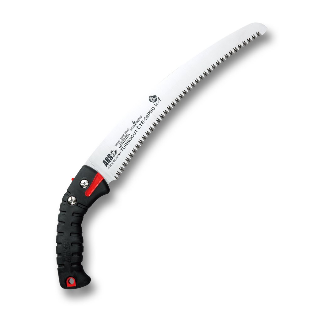 ARS Curved Blade Professional Pruning Saw - ARS-CTR32-PRO - 320mm | Pruning Saw Tool for Multi Purpose Use, Strong & Durable High Carbon Steel Blade, Silver/Red/Black Design