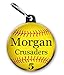 Softball zipper pull/bag tags two 1.5 inch charms personalized with name,number, team name and color