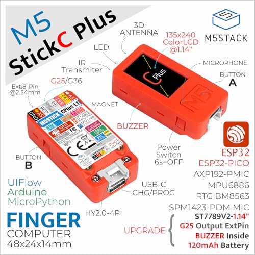 M5 Microcontroller Mua M5Stack Official M5StickC PLUS2 ESP32-PICO-V3-02 Mini IoT ...
