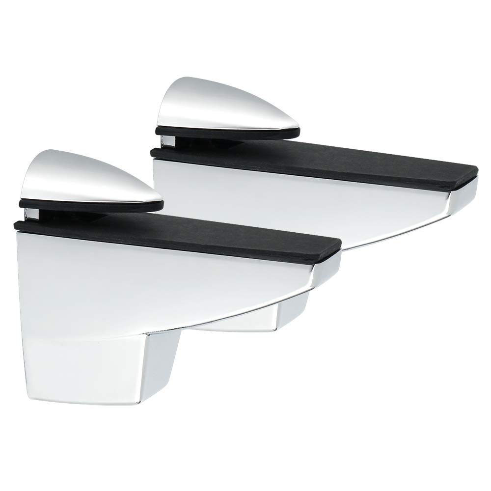 Sayayo Adjustable Wood/Glass Shelf Bracket Glass Support Wood Holder, Fish Mouth Type Clip Adaptive 5-25mm Thickness Shelf, Zinc Alloy Chrome Finished, 2 Pcs