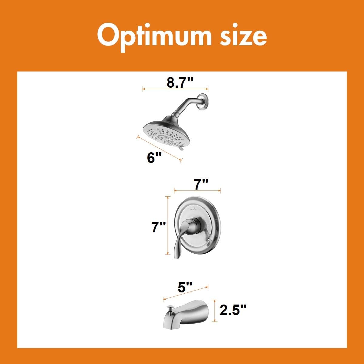 APPASO Shower Faucet and Tub set with 5-Function Shower Head (Valve Included), Shower system & Bathtub Spout Brushed Nickel, Single Handle Bathroom Shower Valve Trim Kit Wall Mount, APT121BN - - 