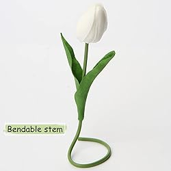 20 Pcs White Tulips Artificial Flowers Real Touch