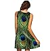RARITYUS Women's Fashion Sleeveless Floral Print Round Neck Summer Loose Dresses Peacock Feather Pattern