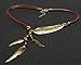 Fanala Women Bronze Rope Chain Feather Pendant Choker Chunky Statement Necklace