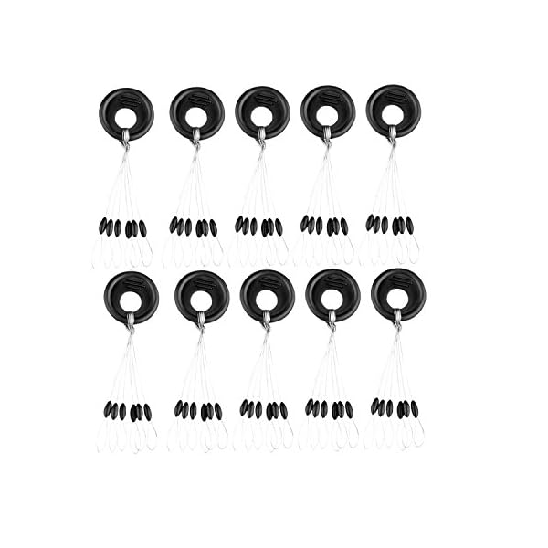 EBYTOP-6-in-1-Rubber-Float-Stop-Fishing-Stopper-Sinker-Cylinder-Shape-Plastic-Ring100-PCSSmall-Size