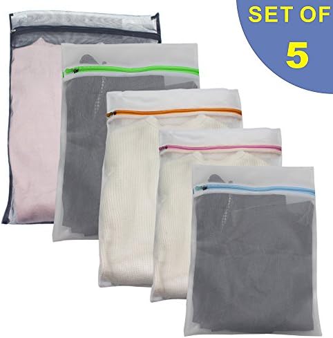 Ogaming Set of 5 Mesh Laundry Bags -1 Jumbo, 2 Extra Large &amp; 2 Medium for Laundry, Use in Both Washing Machine and Dryer, Blouse, Hosiery, Stocking, Underwear, Bra and Lingerie, Travel Laundry Bag