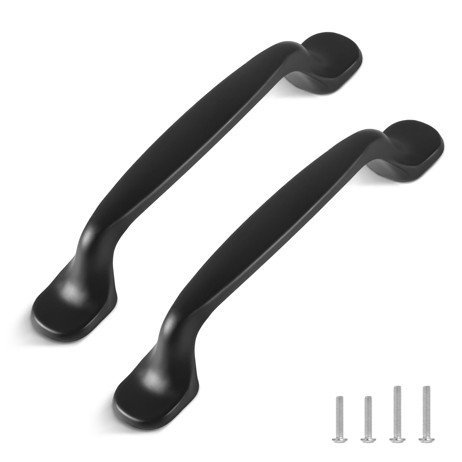 TsunNee 12PCS Modern Cabinet Handles, Concise Drawer Handles, Cupboard Door Handles, Bow Pulls, Furniture Door Pull Handles for Kitchen Bedroom, 96mm 3.78 Inches Hole Distance, Black