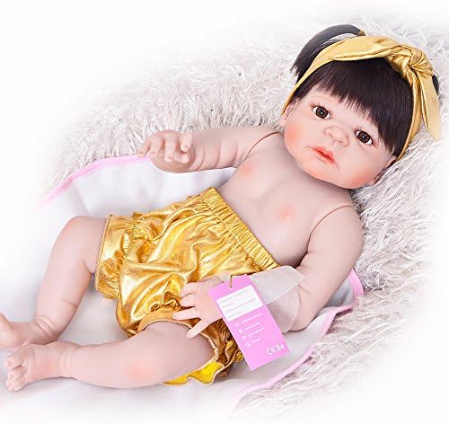 Soft Reborn Baby Doll Waterproof 57 cm 23'' Realistic Babies Full Vinyl Dolls Girl Boy Wear Gold Pants Kids Xmas Toys Birthday Christmas Holiday Gift Reduce Anxiety Help Autism Pregnant Women