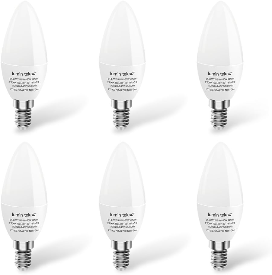 Bombillas LED Vela E14, Lumin Tekco 5.5W equivalente a 50W