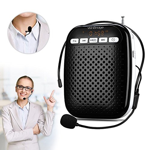WinBridge Voice Amplifier Speaker with Two Microphons Headset Mic and Lavalier Mic Portable Pa Amplifier for Teachers, Elderly, Parkinsons, Tour Guide, 10W WB378