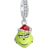 Doyafer 925 Sterling Silver Charm Green Christmas Monster Bead Fit Women's Bracelet Christmas Jewelry Gifts For Family Friends