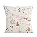 Gotd Christmas 18x18 Pillow Covers Pink Printing Decorations Decor Art Square Cotton Linen Pillowcase Xmas Cushion Cover Pillow Case Sofa Waist Throw Pillow Cushion Cover (Beige)