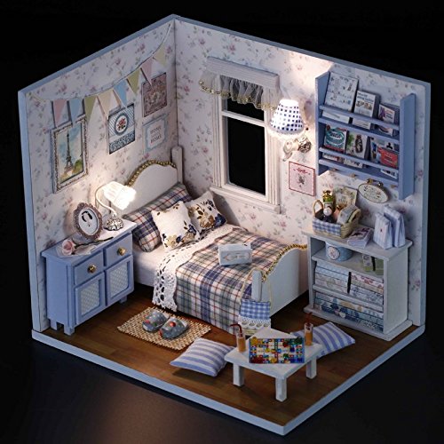 Youku Wooden Dollhouse Miniature DIY Kit Bedroom Model & Furniture