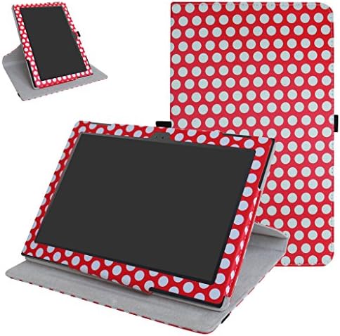 Lenovo Tab 4-10 Inch Rotating Case,Mama Mouth 360 Degree Rotary Stand With Cute Pattern Cover For 10.1" Lenovo Tab 4-10 Inch ZA2J0007US Android 7.1 Tablet,PolkaDot Red