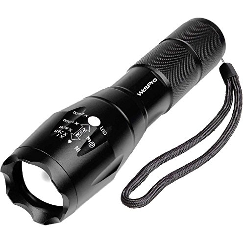 WdtPro LED Flashlight, Portable High lumens Tactical Flashlight with Adjustable Focus and 5 Light Modes, Water Resistant for Camping, Hiking