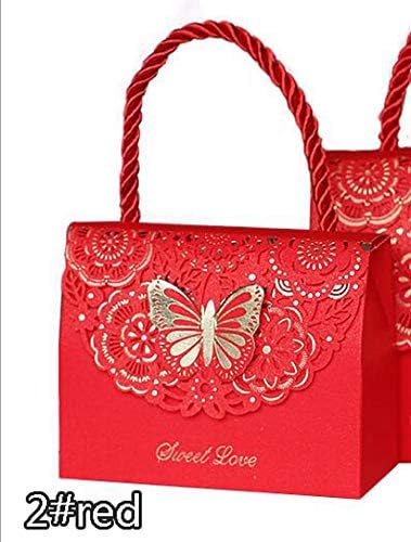 Old street Candy Box Bag Chocolate Paper Gift Package for Birthday Wedding Party Favor Decor Supplies DIY Handbag Butterfly,2 Red,M
