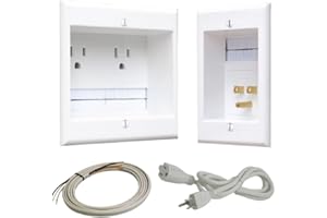 POWERBRIDGE SOLUTIONS PowerBridge TWO-PRO-6 Dual Outlet TV Cord Hider for Wall Mounted TVs - Recessed In-Wall Cable hider System for Power & Low Voltage - Matches Existing Outlets -Hide Wires With this Easy DIY Install Kit