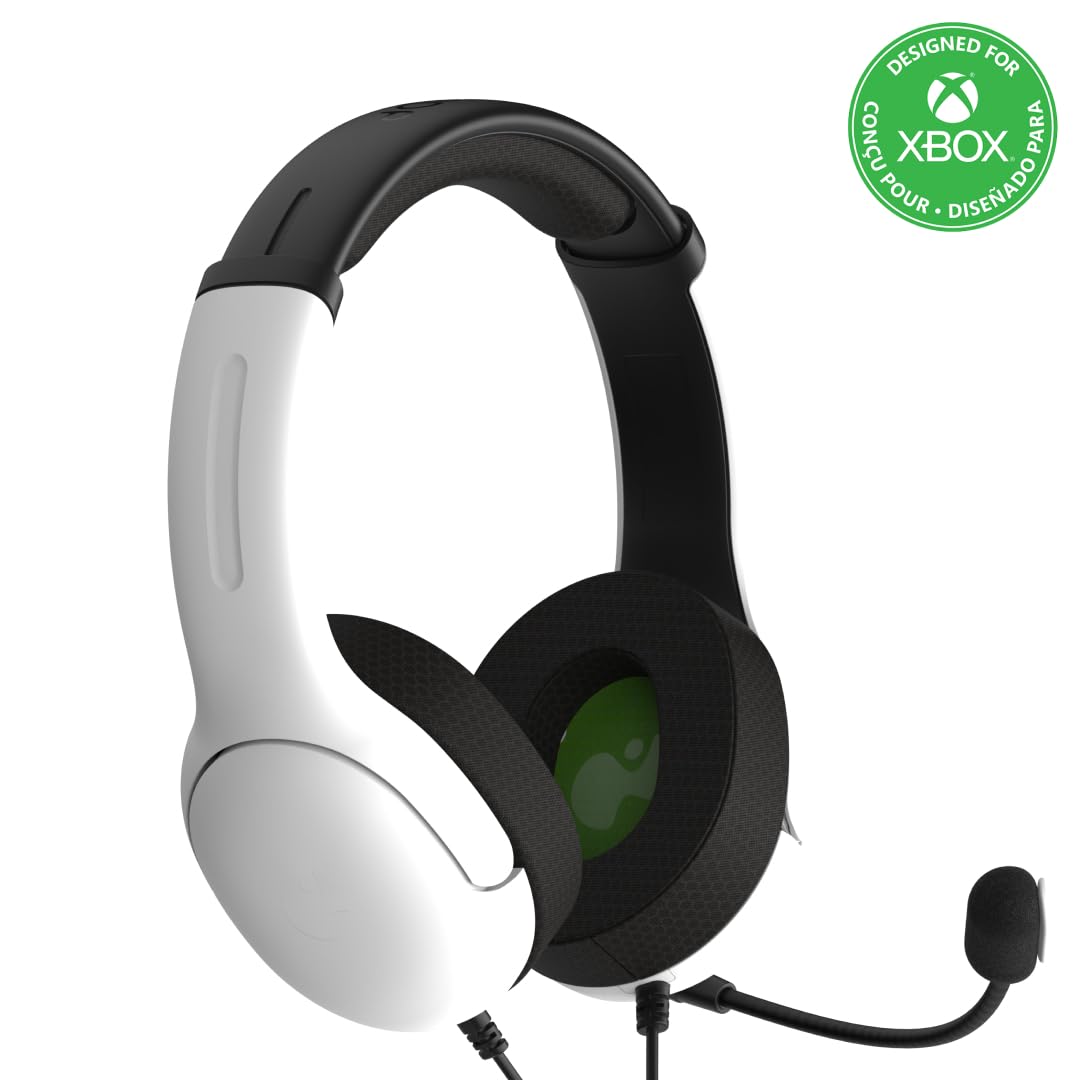 PDP Gaming LVL40 Stereo Headset with Mic for Xbox One, Series X|S - PC, iPad, Mac, Laptop Compatible - Noise Cancelling Microphone, Lightweight, Soft Comfort Headphones, 3.5 mm Jack - White