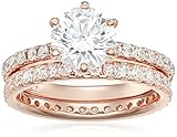 Rose-Gold Plated Sterling Silver Round Ring Set