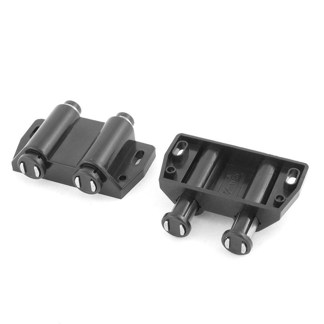 Sourcingmap 2 Pcs Double Touch Cabinet Cupboard Magnetic Catch Latch Black