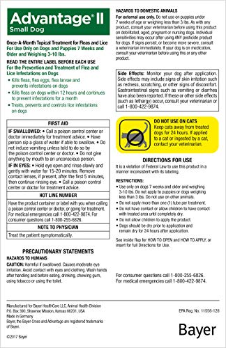Flea and Lice Treatment for Dogs, 3-10 lb, 6 doses, Advantage II