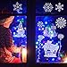 ZMunited Christmas Decorations White Snowflake Window Clings Snowman and Deer Stickers Removable Christmas Ornaments Party Decals No Gel (4 Sheets)