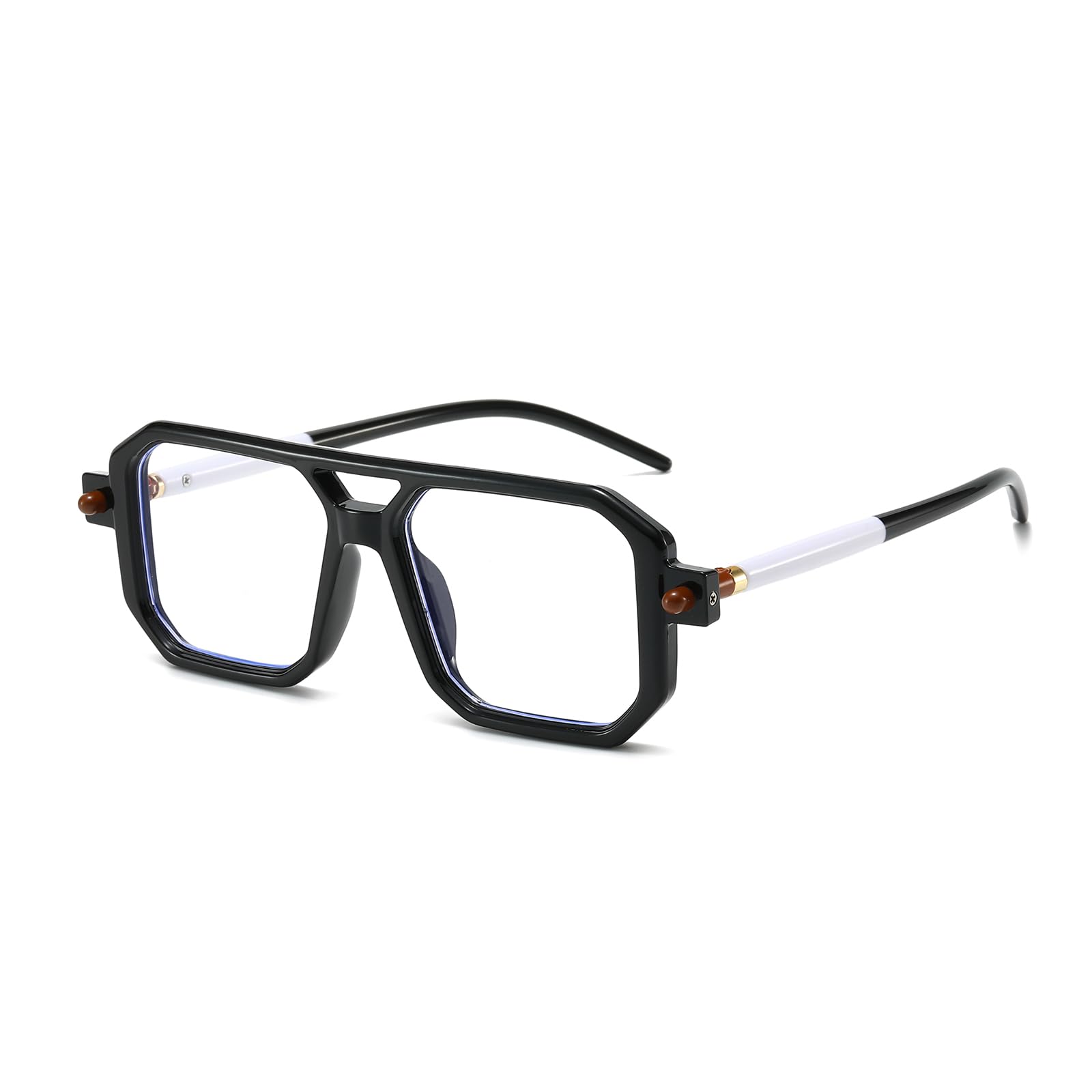 LJCZKA Square Blue Light Blocking Glasses for Women Men 70s Pilot Style Square Computer Glasses Anti Eye-Fatigue